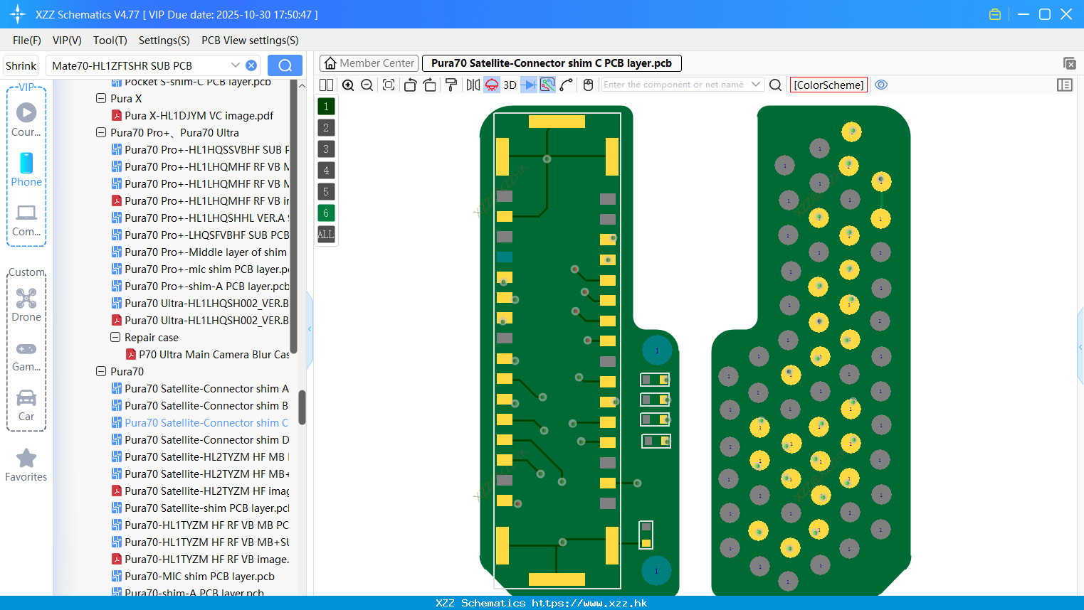 Huawei Pura70 Satellite-Connector Shim C PCB Layer